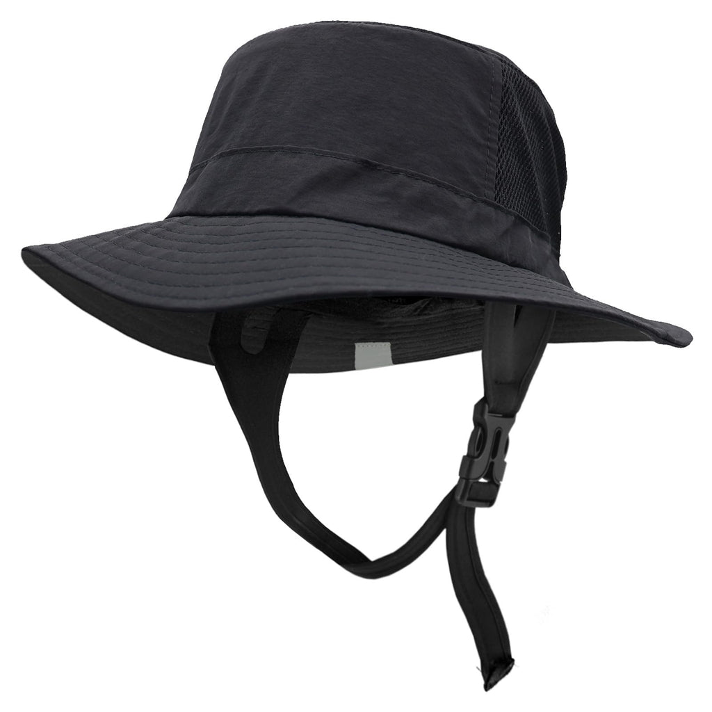 Sombrero surfer con Protección UV UPF 50+ Impermeable y con Correa Ajustable para la Barbilla para Deportes Acuáticos, Negro