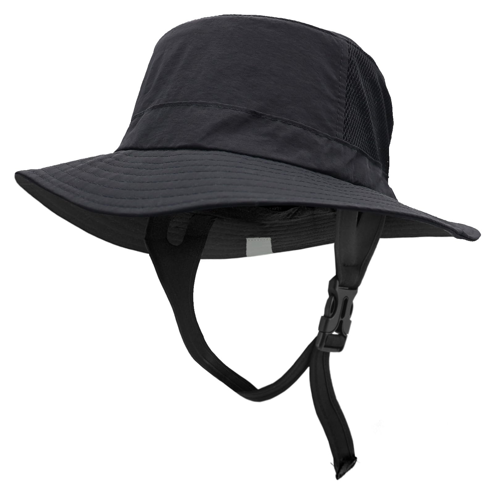 Sombrero surfer con Protección UV UPF 50+ Impermeable y con Correa Ajustable para la Barbilla para Deportes Acuáticos, Negro