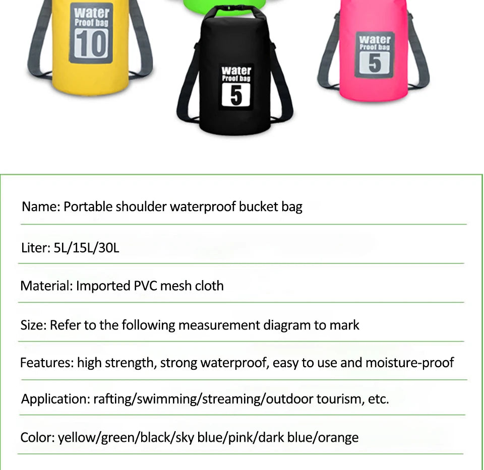 Dry Bag Waterproof for Women Men,5L/10L/15L/20L/30L Outdoor Sport PVC Backpack for Kayaking, Boating, Fishing, Swimming,Camping