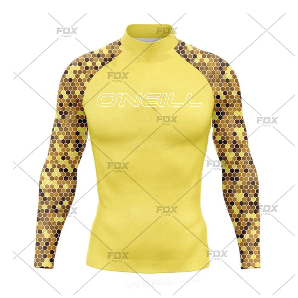 New Rashguards Surfing Men's Long Sleeve Shirts Uv Protection Surfing Clothing Rash Guard Swimwear Surfer Diving Shirts Swimsuit