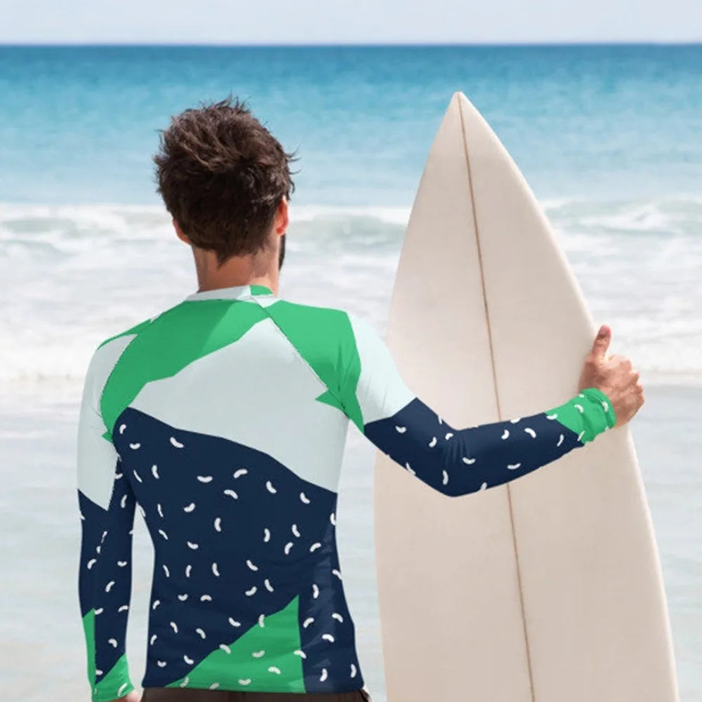 Men Long Sleeve Surfing Rash Guard Summer Surf Clothes T-shirt Swimwear Swim Floatsuit Beach Blacks Tops Uv Swimming Diving Suit