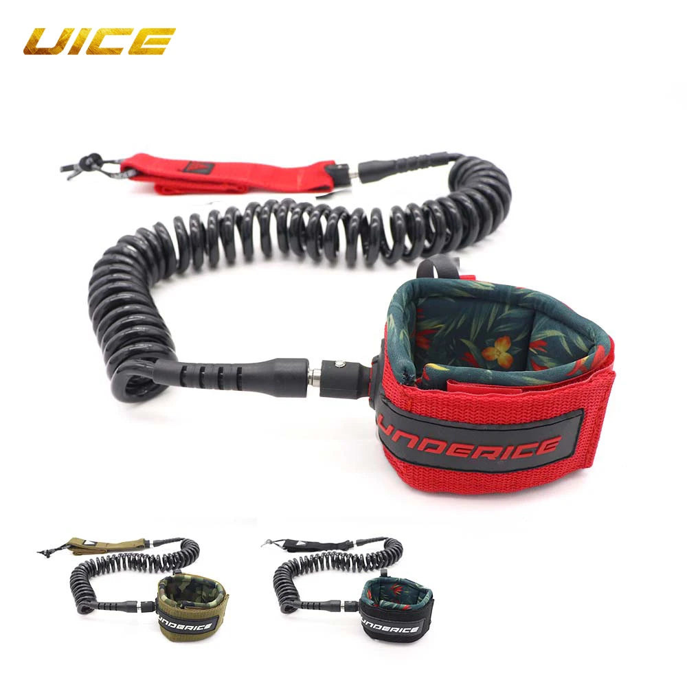 UICE Surfboard Leash Adjustable Coiled SUP Spring Wrist Strap Stand-Up Paddle Board Leg Rope Shortboard Longboard Safety Leash