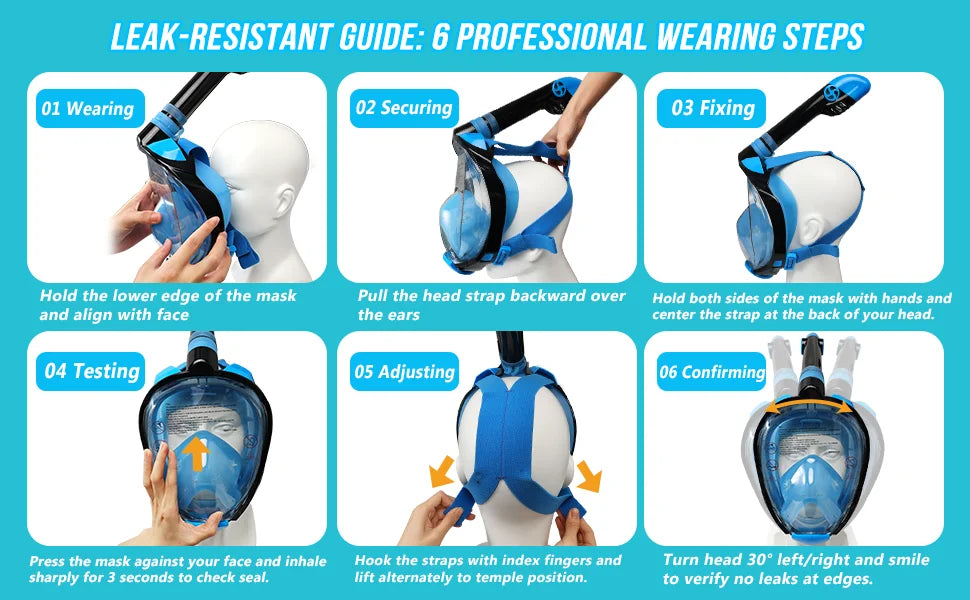 Underwater Scuba Anti Fog Full Face Diving Mask Snorkeling Respiratory Masks Safe Waterproof Swimming Equipment for Adult Kids