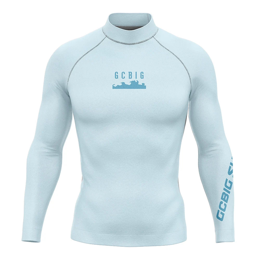 Men Long Sleeve Surfing Rash Guard Summer Surf Clothes T-shirt Swimwear Swim Floatsuit Beach Blacks Tops Uv Swimming Diving Suit
